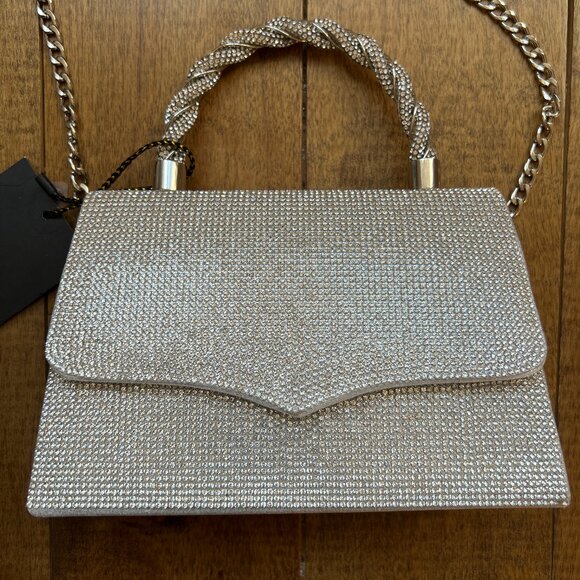 Imoshion Women's Silver Studded Evening Handbag Clutch Purse Removable Straps - Picture 5 of 15